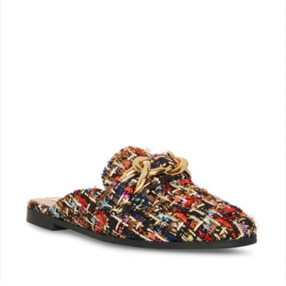 Multicolor Tweed Slip-On Loafers